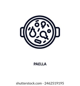 paella icon. Thin line paella icon from kitchen collection. Outline vector isolated on white background. Editable paella symbol can be used web and mobile