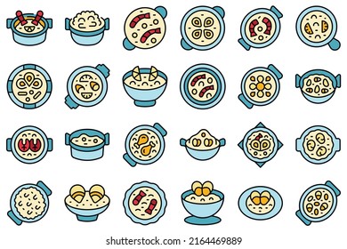 Paella icons set outline vector. Dish cook. Cuisine eat