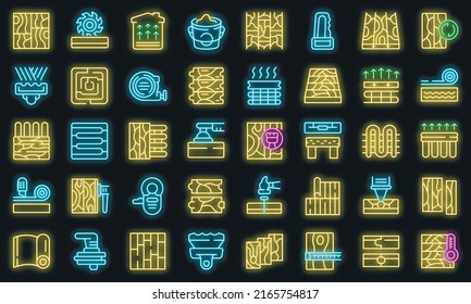 Paella icons set outline vector. Dish cook. Cuisine eat vector neon