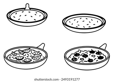 Paella Line Art Hand Drawing Spanish Dish Illustration Design