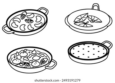 Paella Line Art Hand Drawing Spanish Dish Artwork Design