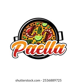 Logotipo da Paella design emblema ilustração vetorial