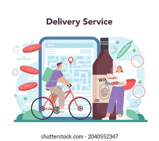 Paella online service or platform. Spanish traditional dish with seafood and rice on a plate. Chefs cooking healthy cuisine. Online delivery service. Flat vector illustration