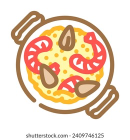 paella pan spanish cuisine color icon vector. paella pan spanish cuisine sign. isolated symbol illustration