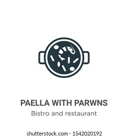 Paella with parwns vector icon on white background. Flat vector paella with parwns icon symbol sign from modern bistro and restaurant collection for mobile concept and web apps design.