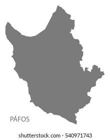 Pafos Cyprus Map in grey