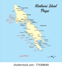 Pagai utara dan Pagai Selatan Map , Mentawai Island, Indonesia