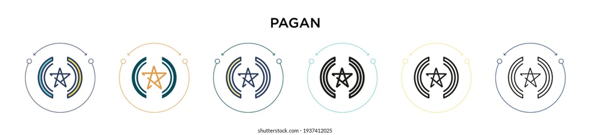 Pagan icon in filled, thin line, outline and stroke style. Vector illustration of two colored and black pagan vector icons designs can be used for mobile, ui, web