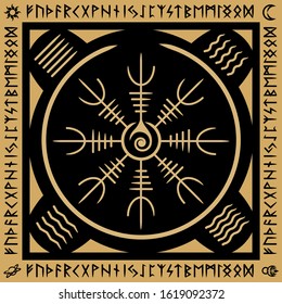 Pagan ornament in the style of the Vikings with runes