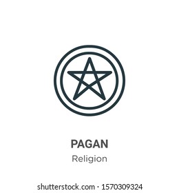 Pagan outline vector icon. Thin line black pagan icon, flat vector simple element illustration from editable religion concept isolated on white background
