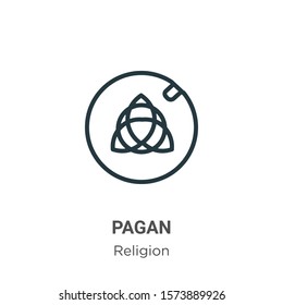 Pagan outline vector icon. Thin line black pagan icon, flat vector simple element illustration from editable religion concept isolated on white background