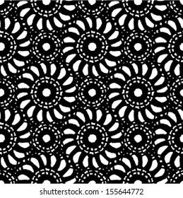 Pagan sun symbol seamless pattern, floral abstract ornament, tribal background. Vector illustration