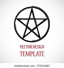 Pagan Symbol In Grunge, Old Style. Star Logo. Vector Illustration. 