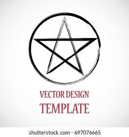 Pagan symbol in Grunge, old style. Star Logo. Vector Illustration. 