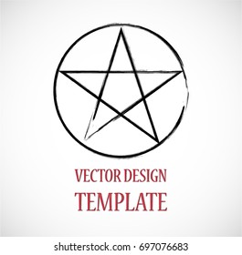 Pagan symbol in Grunge, old style. Star Logo. Vector Illustration. 