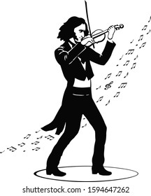 Paganini with a violin in his hands on stage