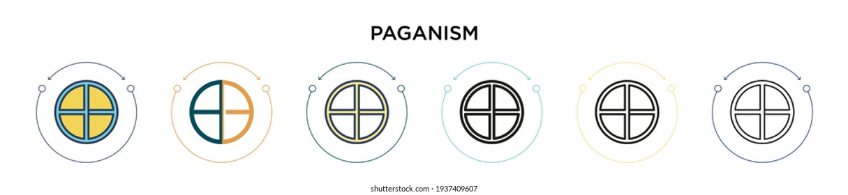 Paganism icon in filled, thin line, outline and stroke style. Vector illustration of two colored and black paganism vector icons designs can be used for mobile, ui, web
