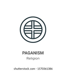Paganism outline vector icon. Thin line black paganism icon, flat vector simple element illustration from editable religion concept isolated on white background