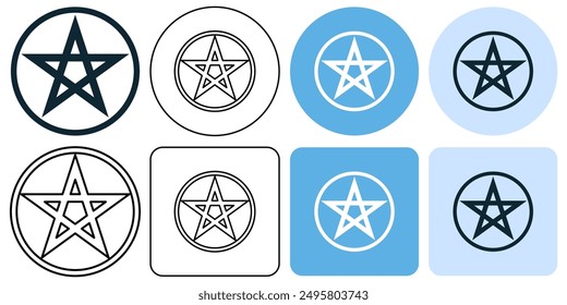 paganism religion, Pentacle Sign. Pentagram Icon. Esoteric Symbol. celtic icon symbol stroke line and glyph