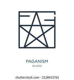 paganism thin line icon. religion, culture linear icons from religion concept isolated outline sign. Vector illustration symbol element for web design and apps.