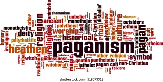 Paganism word cloud concept. Vector illustration