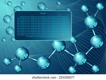 Page 1 of 10 Mock-up for infographic, presentation, books, documents  etc for medicine, biology, technology,  etc  with blue molecular structure.