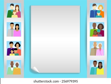 Page 1 of 3. Mock-up horizontal for info graphic, presentation, books, documents etc with people, family, electorate etc