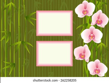 Page 2 of 11. Mock-up for info graphic, presentation, books, documents, etc with orchids end bamboo