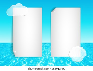 Page 3 of 11 background . Mock-up for info graphic, presentation, books, documents, card  etc with abstract  ocean end blue sky