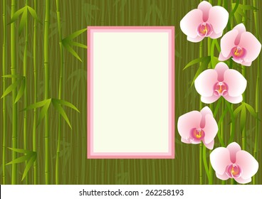 Page 3 of 11. Mock-up for info graphic, presentation, books, documents, etc with orchids end bamboo
