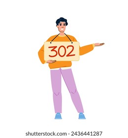 page 302 redirect  vector.  website https, change business, road http page 302 redirect character. people flat cartoon illustration