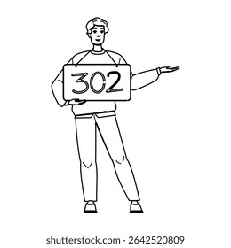 page 302 redirect vector. website https, change business, road http page 302 redirect character. people black line pencil drawing illustration