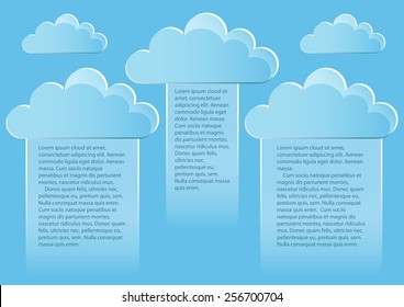 Page 4 of 5. Mock-up for infographic, presentation, books, documents, etc with blue sky end white clouds.
