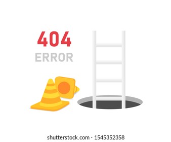 Page with a 404 error in the 3D style on white background. Template reports that the page is not found. Vector illustration.