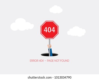 Page with a 404 error in the flat style and template page is not found.