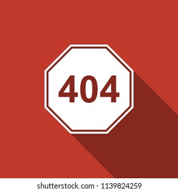 Page with a 404 error icon isolated with long shadow. Template reports that the page is not found. Flat design. Vector Illustration