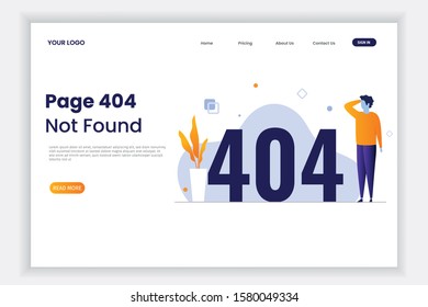 Page 404 error illustration with people. That design can be used for websites, landing pages 