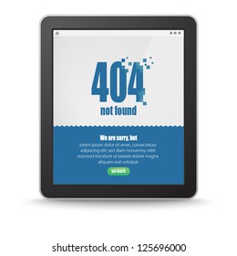 Page 404 error on tablet pc screen