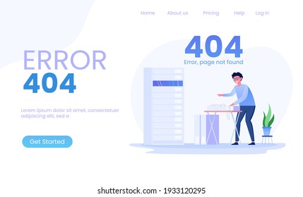 Page 404 error  server and network administrators maintenance illustration
