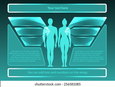 Page 5 of 8. Mock-up for info graphic, presentation, books, documents  for medicine, biology, technology, anatomy,  etc.