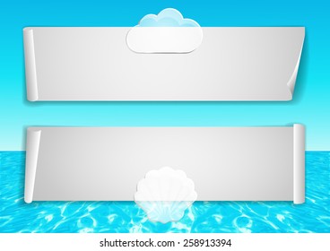 Page 7 of 11 background . Mock-up for info graphic, presentation, books, documents, card  etc with abstract  ocean end blue sky