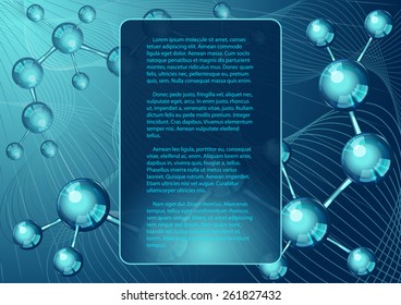 Page 8 of 9. Mock-up for info graphic, presentation, books, documents  etc for medicine, biology, technology,  etc  with blue molecular structure
