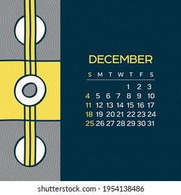 Page for an abstract geometric calendar. Design template. December 2022