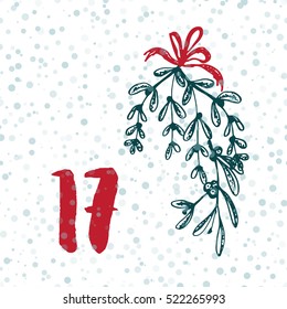 Page Advent Calendar 25 days of Christmas with space for text. Template vector illustration