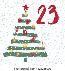 Page Advent Calendar 25 days of Christmas with space for text. Template vector illustration