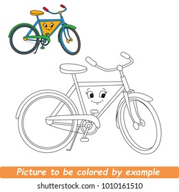 Page to be Colored. Cute Beautiful Funny Bicycle