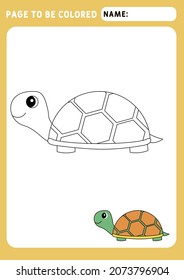 Page to be colored. Look and color. Coloring Book Animal - turtle. Funny Coloring. Illustration and vector outline - A4 paper ready to print.