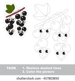 Page to be traced. Easy educational kid game. Simple game level. Gaming and education. Tracing worksheet for Blackcurrant.