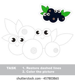 Page to be traced. Easy educational kid game. Simple game level. Gaming and education. Tracing worksheet for Bilberry.