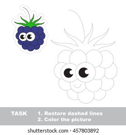 Page to be traced. Easy educational kid game. Simple game level. Gaming and education. Tracing worksheet for Blackberry.